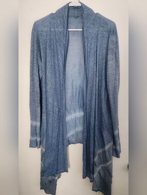 120 Lino Blue Open Front Cardigan Size XL, lightweight great for travel